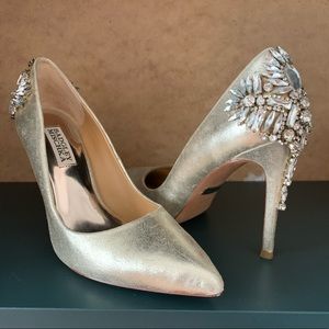 Gold Badgely Mishka Bridal Shoe